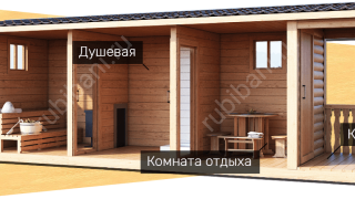 Мобильная баня 2.3×7, 16.1 м²